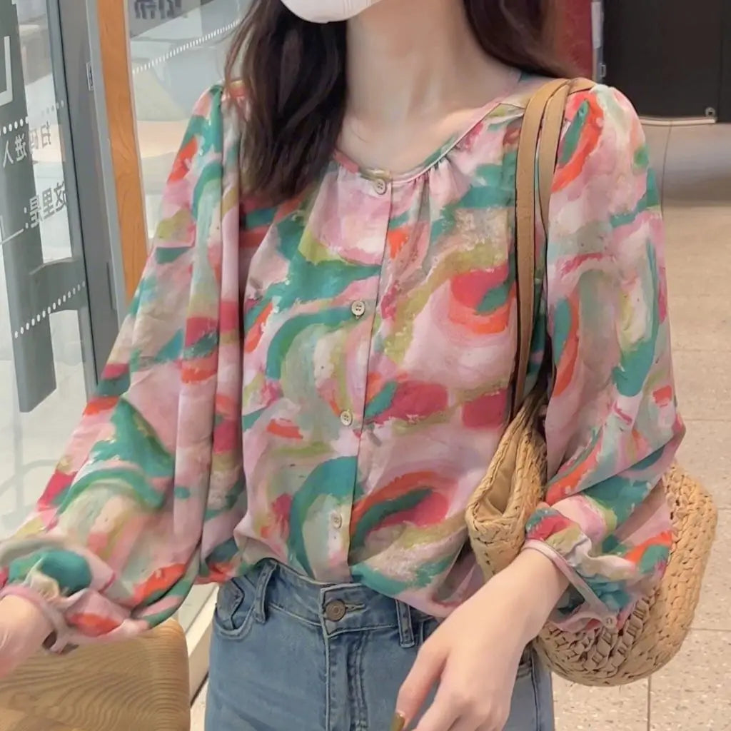 Floral Breeze Blouse – Casual Long Sleeve